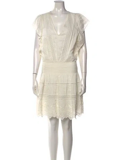 Pre-owned Ramy Brook Lace Pattern Mini Dress In Neutral