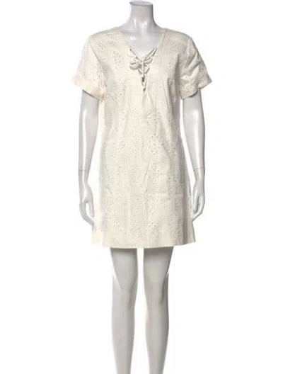 Pre-owned Ramy Brook Lace Pattern Mini Dress In White