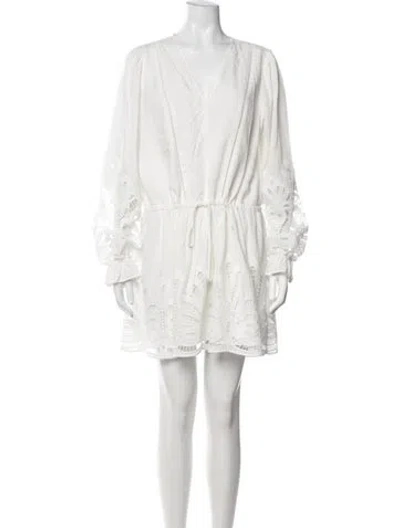 Pre-owned Ramy Brook Lace Pattern Mini Dress In White