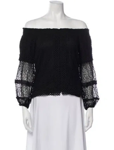 Pre-owned Ramy Brook Lace Pattern Off-the-shoulder Blouse In Black