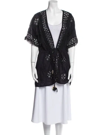 Pre-owned Ramy Brook Lace Pattern Vest In Black