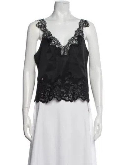 Pre-owned Ramy Brook Lace Pattern V-neck Top W/ Tags In White
