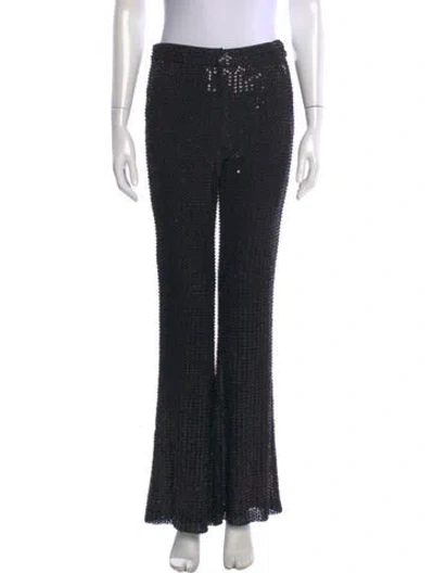 Pre-owned Ramy Brook Lace Pattern Wide Leg Pants In Black