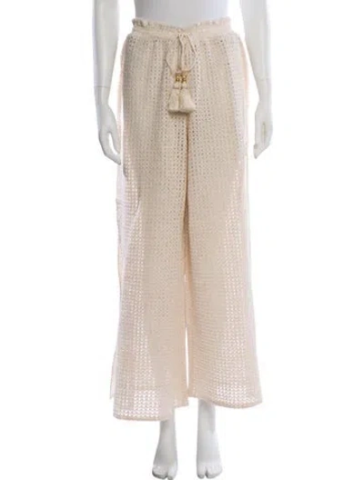 Pre-owned Ramy Brook Lace Pattern Wide Leg Pants In Neutral