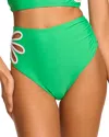Ramy Brook Lainey Cutout High Waisted Bikini Bottom In Palm Green