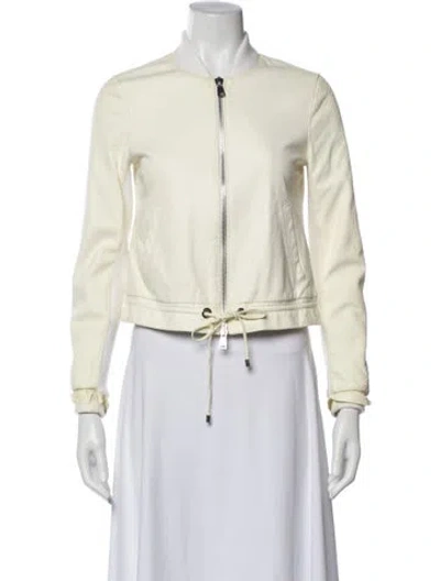 Pre-owned Ramy Brook Lamb Leather Biker Jacket In Neutral