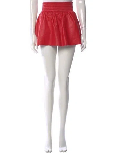 Pre-owned Ramy Brook Lamb Leather Mini Skirt In Red