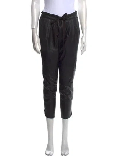 Pre-owned Ramy Brook Lamb Leather Straight Leg Pants In Black
