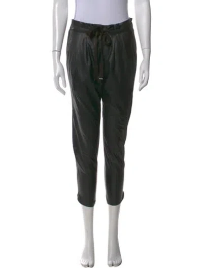 Pre-owned Ramy Brook Lamb Leather Straight Leg Pants In Black