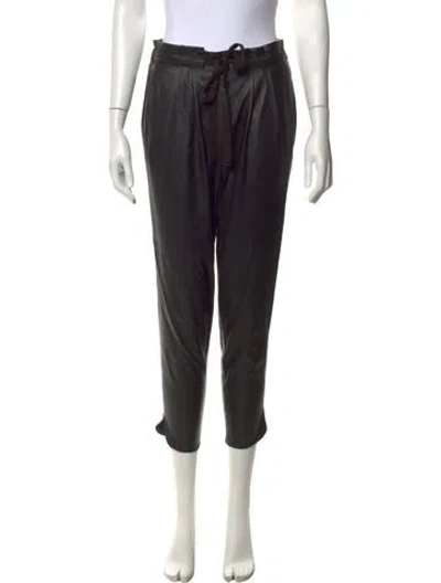 Pre-owned Ramy Brook Lamb Leather Straight Leg Pants In Black/metallic