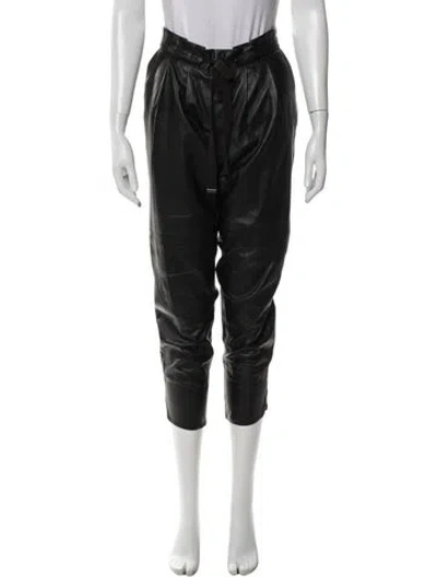 Pre-owned Ramy Brook Lamb Leather Wide Leg Pants In Black