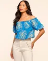 Ramy Brook Lana Embroidered Off-the-shoulder Top In Blue Fleur