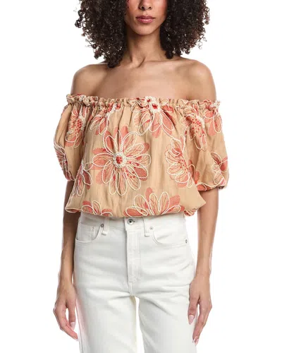 Ramy Brook Lana Linen-blend Top In Neutral