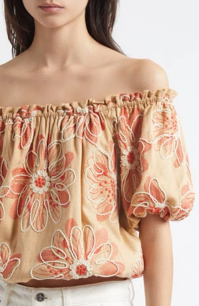 Ramy Brook Lana Off The Shoulder Top In Natural Fleur