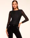 Ramy Brook Larry Velvet Burnout Long Sleeve Top In Black