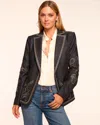 Ramy Brook Laura Embroidered Denim Blazer In Black