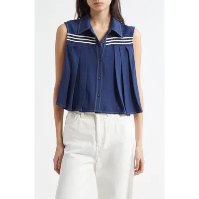 Ramy Brook Laura Sleeveless Shirt In Blue