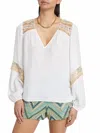 Ramy Brook Laurel Embellished Blouse In Ivory In Multi