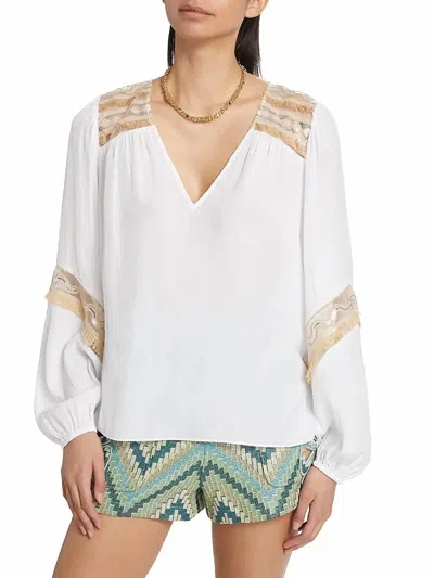 Ramy Brook Laurel Embellished Blouse In Ivory In Multi