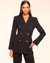 Ramy Brook Laurel Pinstripe Double Breasted Blazer In Brown