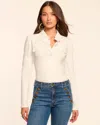 Ramy Brook Laurenza Cotton Knit Combo Long Sleeve Top In White