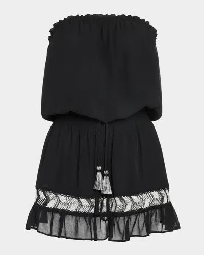 Ramy Brook Lauryn Drawstring Mini Dress In Black W White