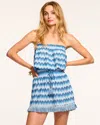 Ramy Brook Chevron Lauryn Strapless Mini Dress In Blue Chevron