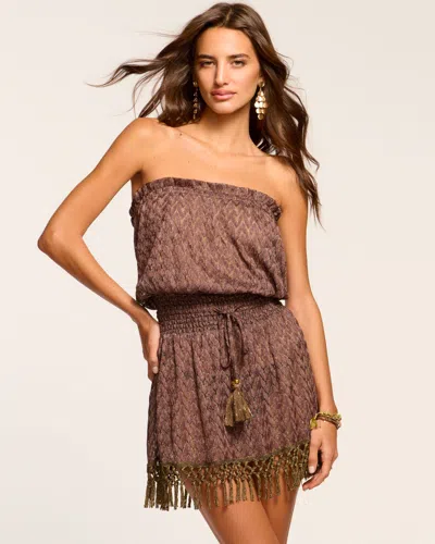 Ramy Brook Lauryn Mini Coverup Dress In Brown Zigzag
