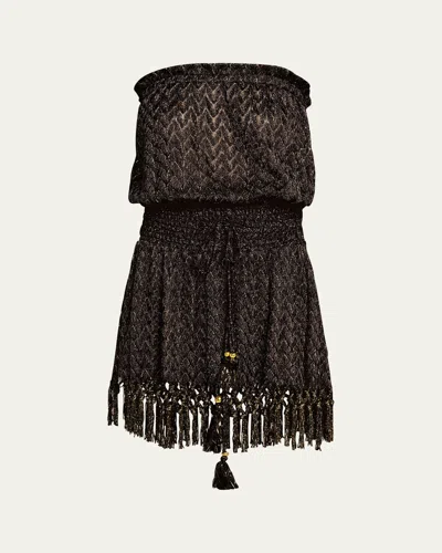 Ramy Brook Lauryn Strapless Crochet Mini Dress In Black
