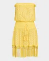 Ramy Brook Lauryn Strapless Crochet Mini Dress In Lemon Drop Zig Zag