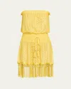 Ramy Brook Lauryn Strapless Crochet Mini Dress In Lemon Drop Zig Zag