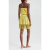 Ramy Brook Lauryn Strapless Fringe Hem Minidress In Lemon Drop Zig Zag