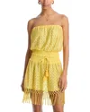 Ramy Brook Lauryn Strapless Crochet Mini Dress In Lemon Drop