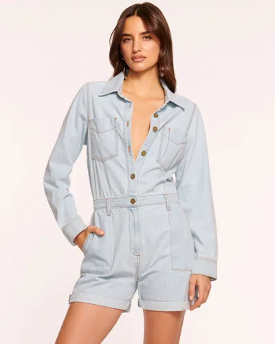 Ramy Brook Lavinia Relaxed Denim Romper In Bleached Wash