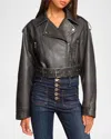 Ramy Brook Layana Faux Leather Motorcycle Jacket In Black Faux Leather