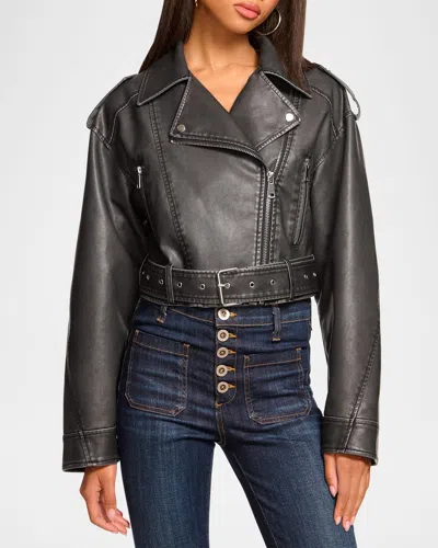 Ramy Brook Layana Faux Leather Motorcycle Jacket In Black