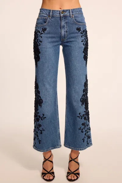 Ramy Brook Lea Beaded Cropped Jean In Mid Cerulean
