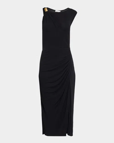 Ramy Brook Leann One-shoulder Sleeveless Midi Dress In Black
