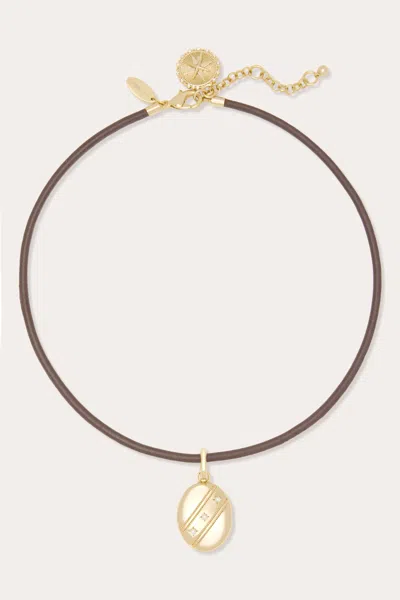 Ramy Brook Leather Collar Necklace In Gold
