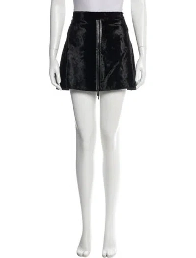 Pre-owned Ramy Brook Leather Trim Embellishment Mini Skirt In Black