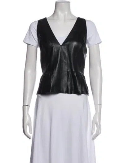 Pre-owned Ramy Brook Leather Vest In Black