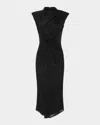 Ramy Brook Lee Mock-neck Midi Dress In Black