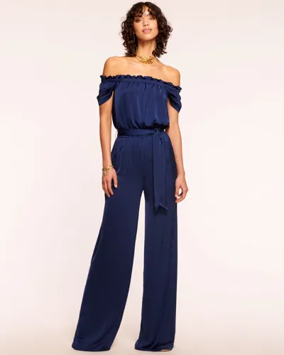 Ramy Brook Lee Off-the-shoulder Jumpsuit In Spring Navy