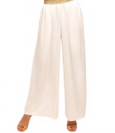 Ramy Brook Leila Hand Beaded Wide Leg Pants In Ivory In White
