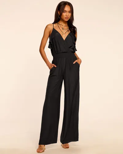 Ramy Brook Leilani V-neck Smocked Waist Jumpsuit In Black