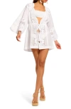 Ramy Brook Leilanni Embroidered Coverup Mini Dress In White