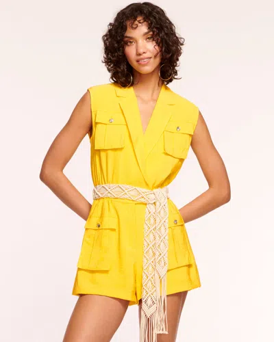 Ramy Brook Lela Belted Romper In Bright Lemon