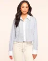 Ramy Brook Lennox Embellished Shirt In Blue Stripe