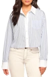 Ramy Brook Lennox Embellished Shirt In Blue Stripe
