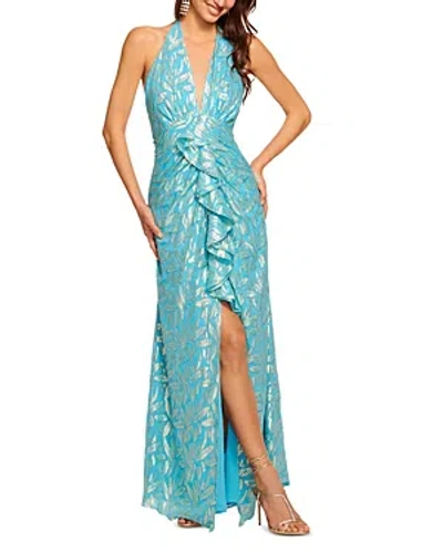 Ramy Brook Leola Gown In Isola Blue Multi
